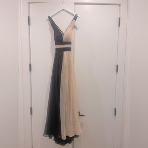 Black Champagne Two Tone Bridesmaid Dress